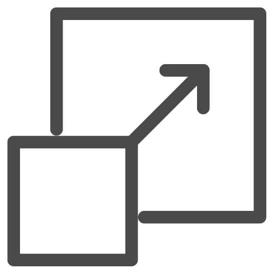 Growth chart icon with an upward arrow symbolizing progress and analytics.