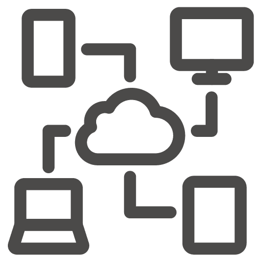 Cloud-based connectivity with multiple devices and screens.