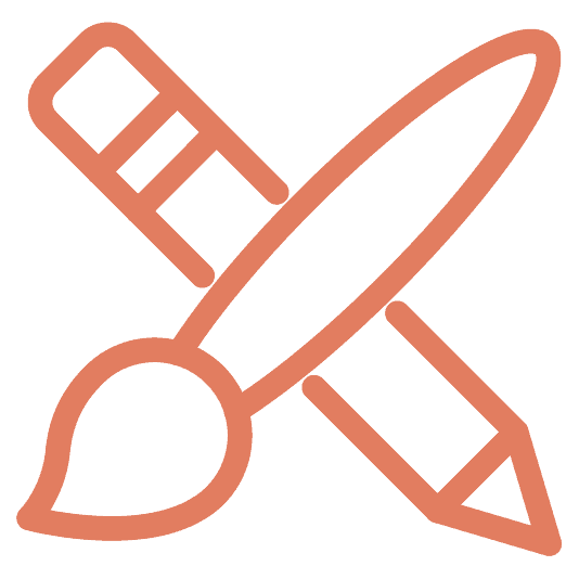 Simple logo combining a pencil and ruler for design and creativity.